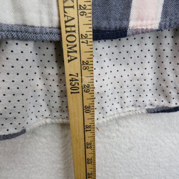 Lane Bryant Shirt Womens 22/24 Plaid Button Polka Dot Trim Roll Tab Sleeve - Picture 9 of 10